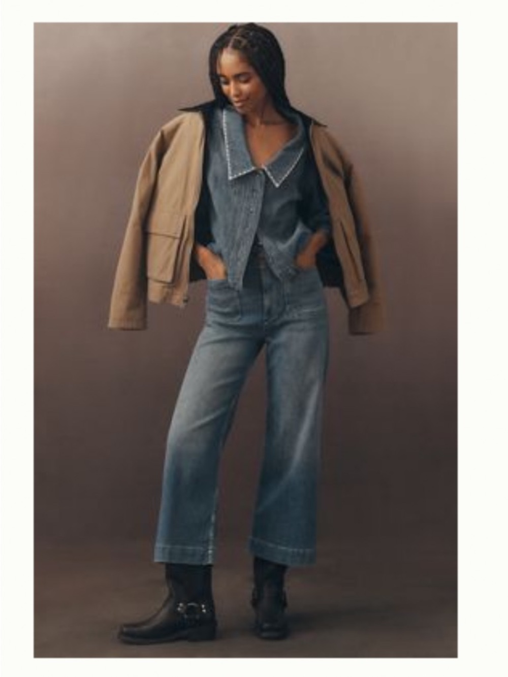Antropologie The Colette Crop High Rise Wide Leg Jeans by Maeve 27P